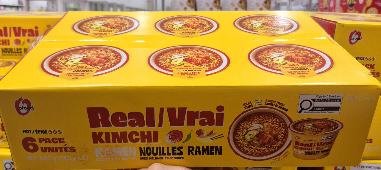 Jongga Real Kimchi Ramen Noodle Bowls - 6 x 140 Grams