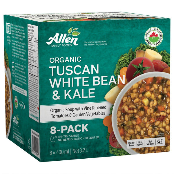 Allen Family Foods Organic Tuscan White Bean & Kale Soup - 8 x 400 ML