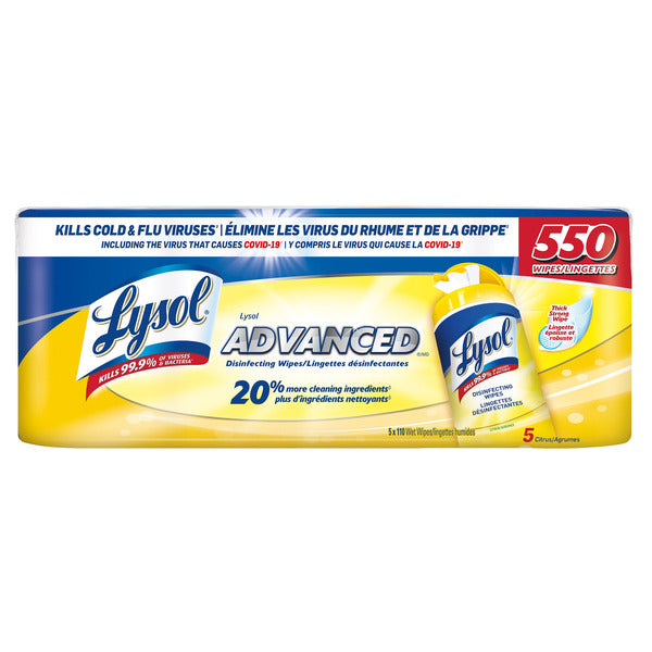 Lysol Advanced Disinfecting Wipes 550-Pack - 1 x 4.25 Kilos