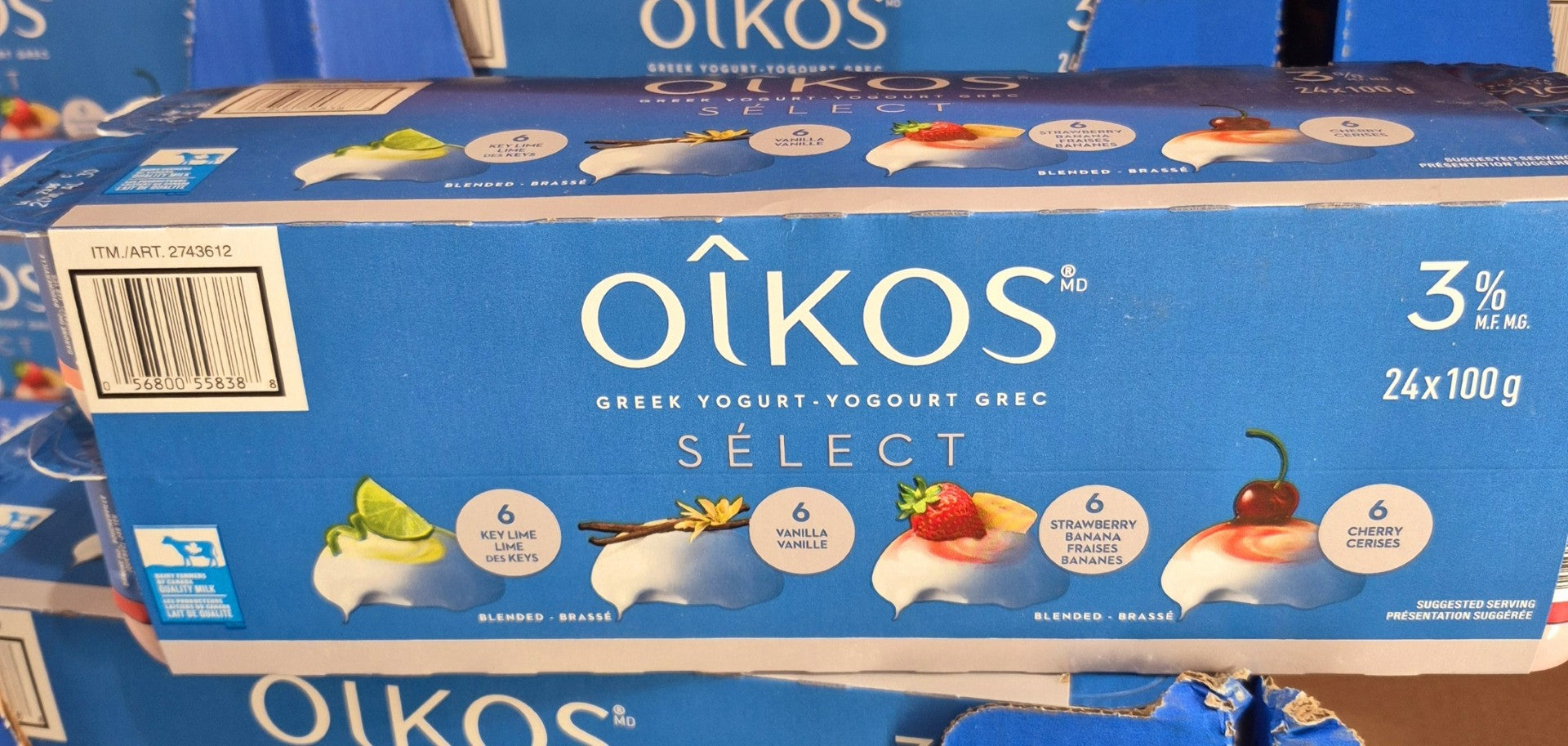 Danone Oikos 3% Greek Yogurt Select 24-Pack - 1 x 2.4 Kilos