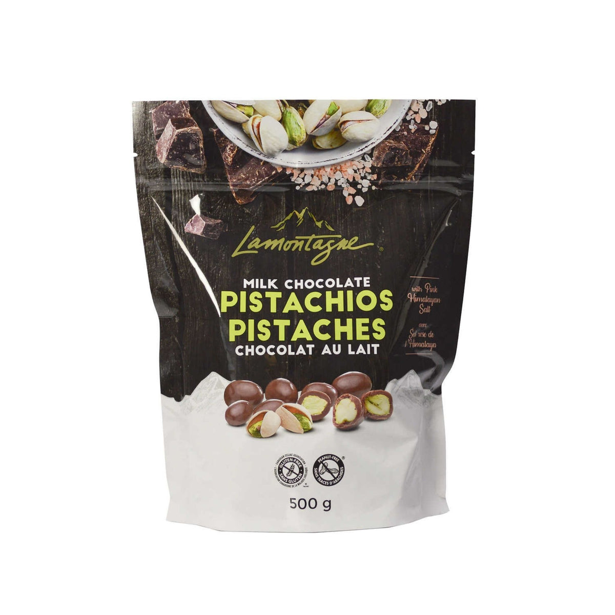 Image of Lamontagne Chocolate-Covered Pistachios with Pink Himalayan Salt - 1 x 500 Grams