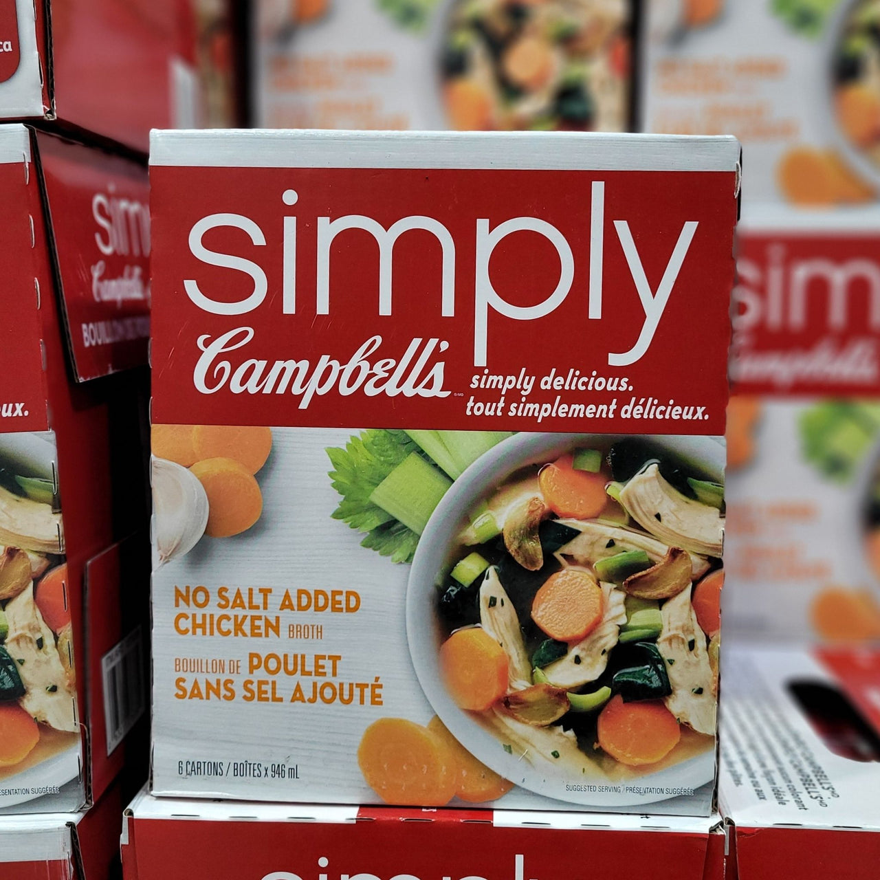 Image of Simply Campbell's No Salt Added Chicken Broth - 6 x 946 Grams