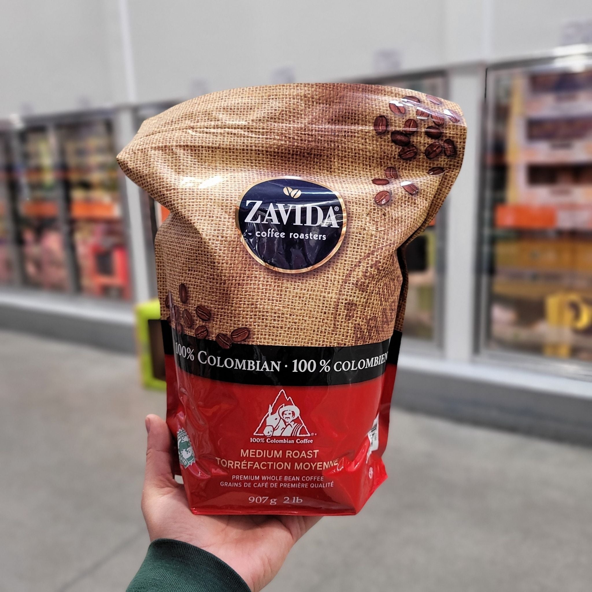 Zavida 100% Colombian Premium Whole Bean Coffee - 1 x 907 Grams
