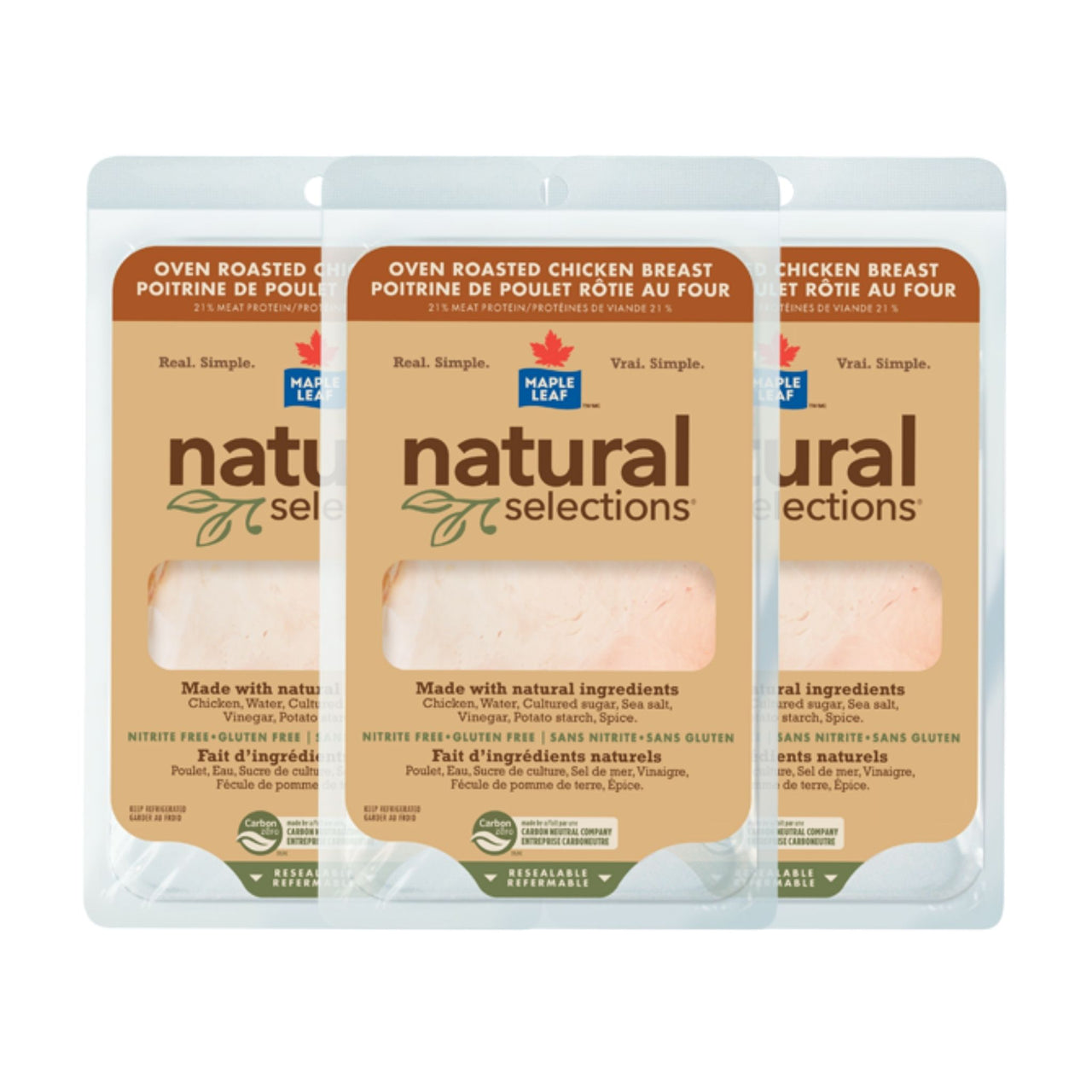 Image of Maple Leaf Natural Selections Sliced Oven Roasted Chicken Breast 3x300g
