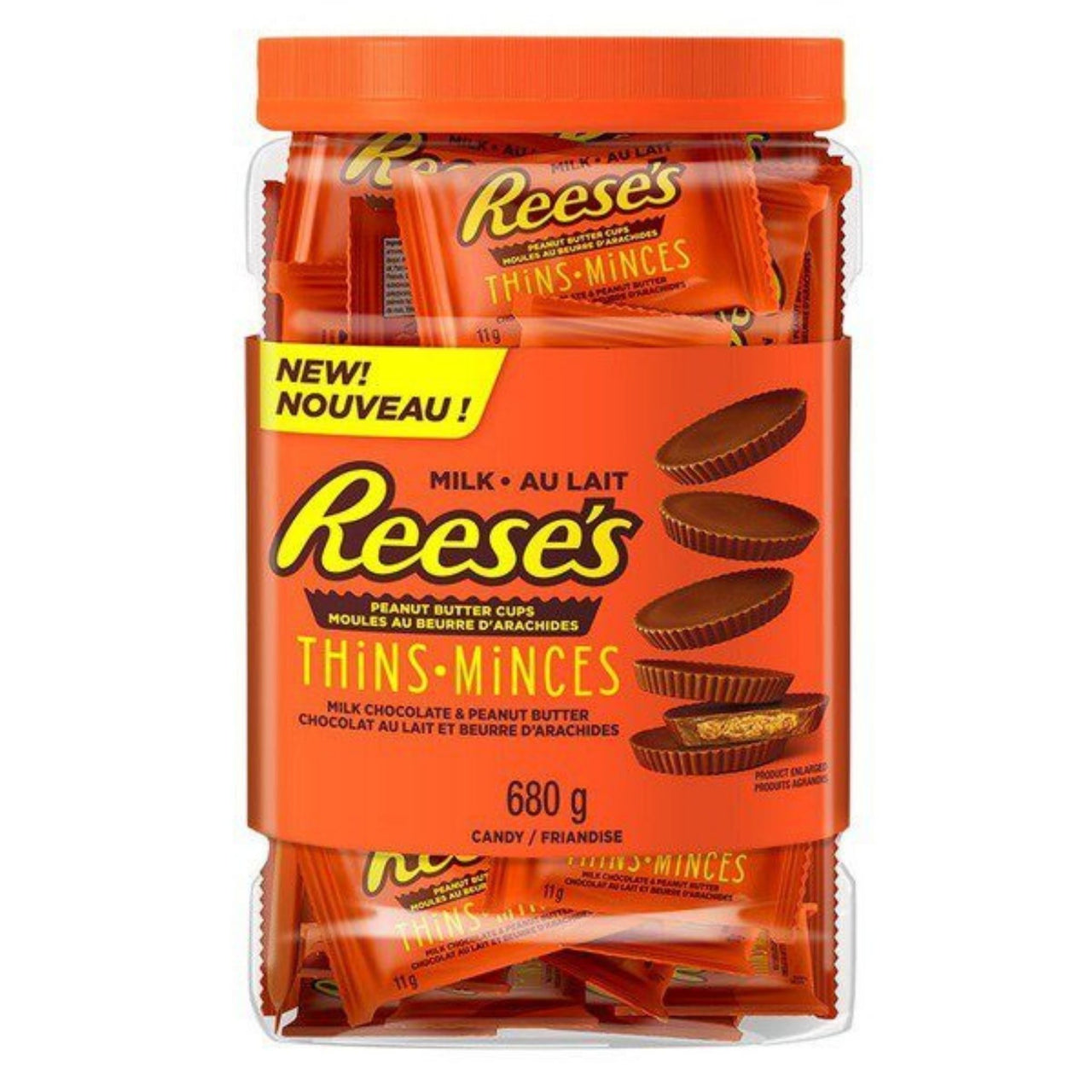 Image of Reese's Thins Milk Chocolate and Peanut Butter Cups 680g