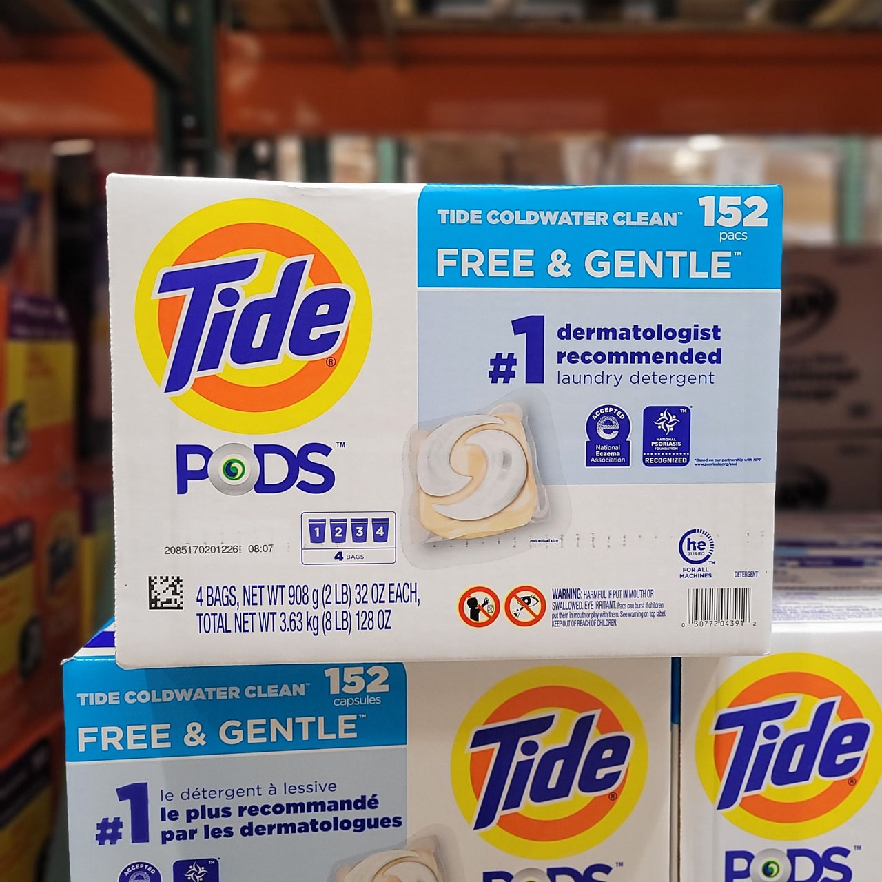 Image of Tide PODS Liquid Laundry Detergent Pacs, Free & Gentle - 1 x 3.63 Kilos