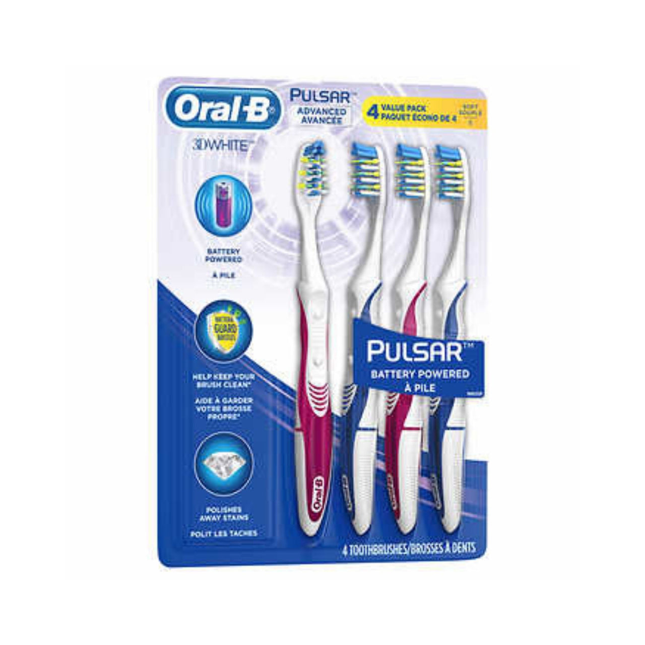 Image of Oral-B Bacteria Guard Pulsar Toothbrushes 4pk - 1 x 200 Grams
