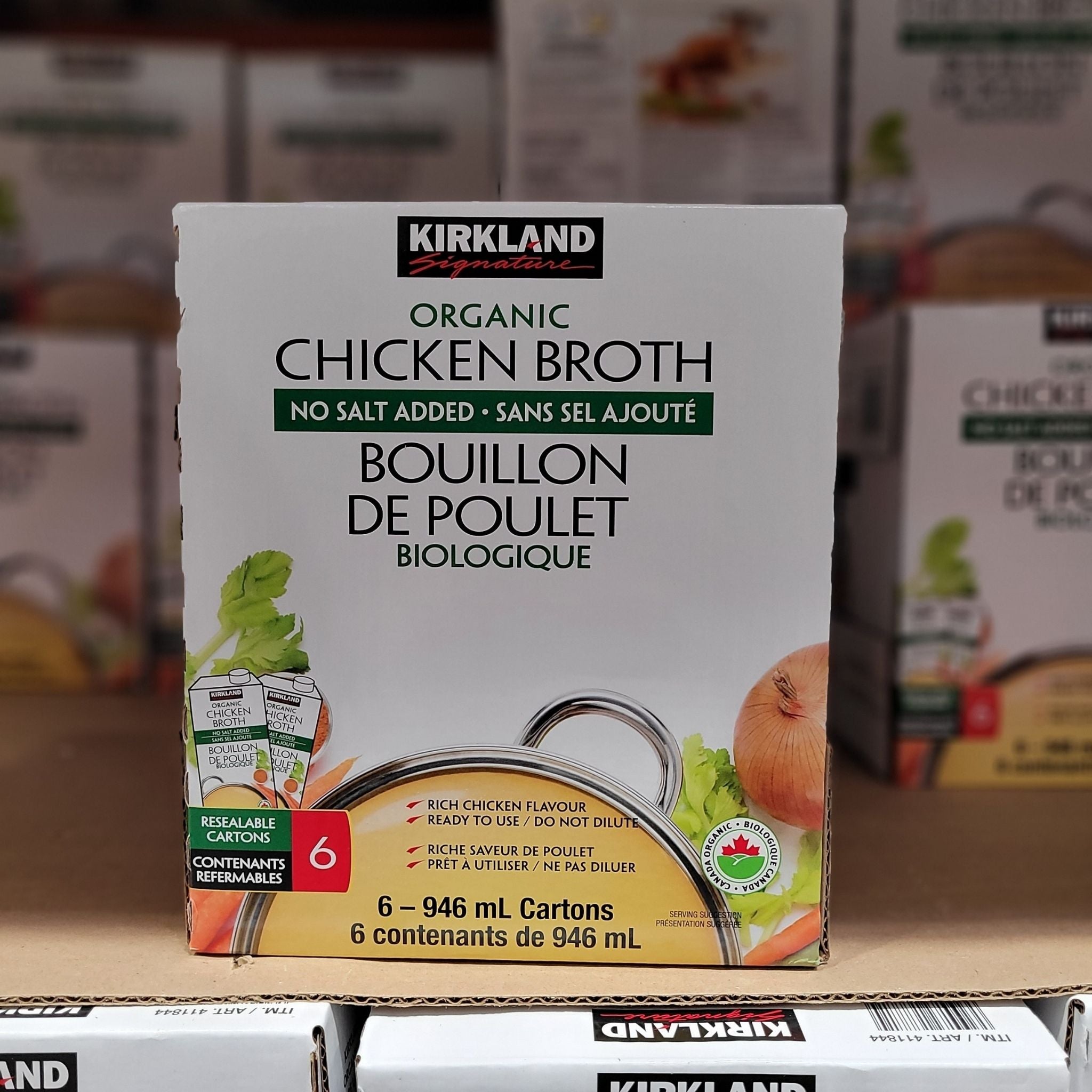 Kirkland Organic Chicken Broth 6 x 946 Grams Shipped to Nunavut The