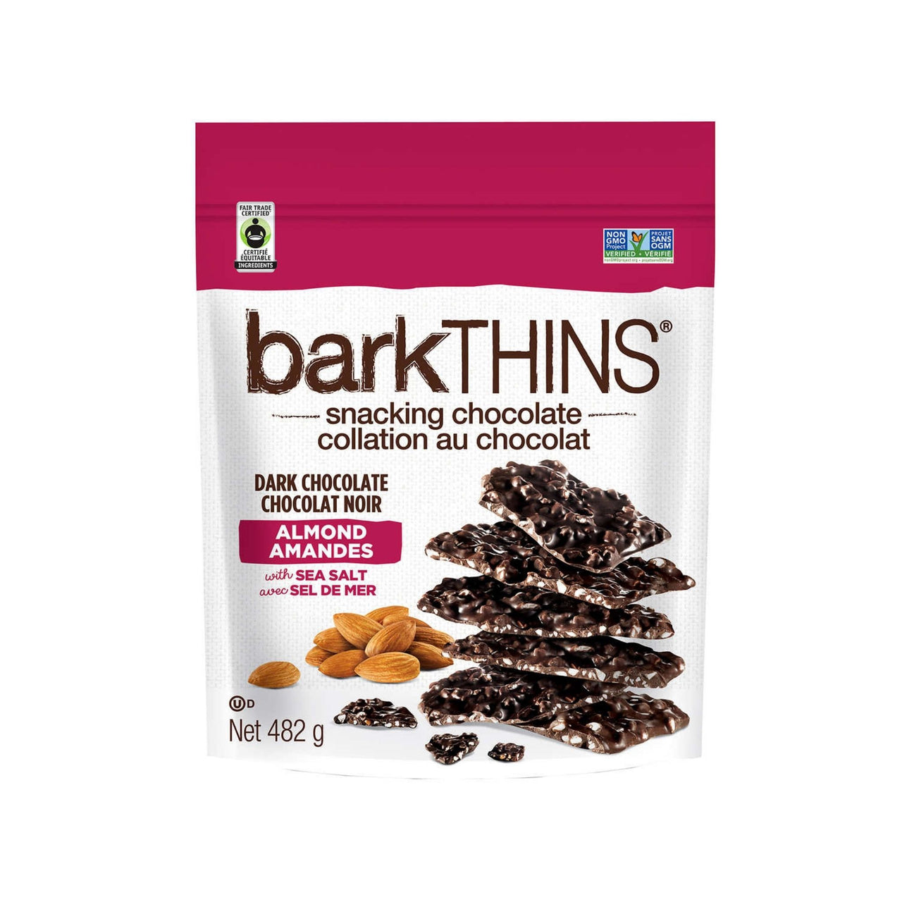 Image of Bark Thins Dark Chocolate Almonds 482g