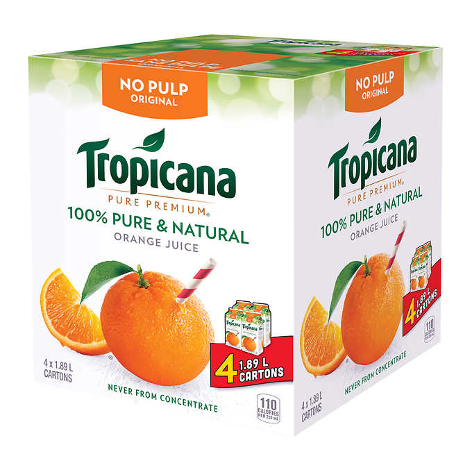 Image of Tropicana Original Orange Juice, No Pulp, 4x1.89L