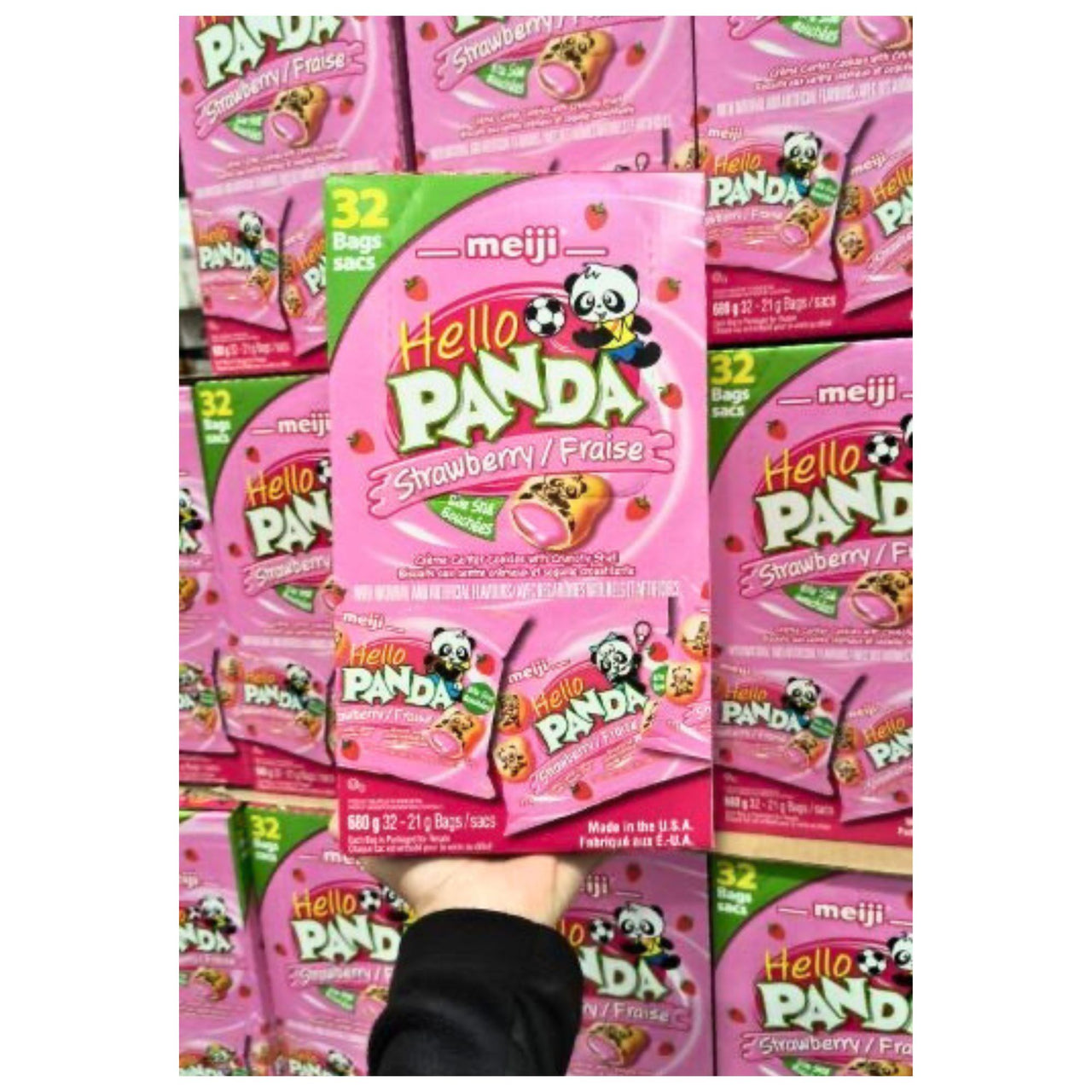 Image of Hello Panda Strawberry Crème Filled Cookies 32x21g - 32 x 21 Grams