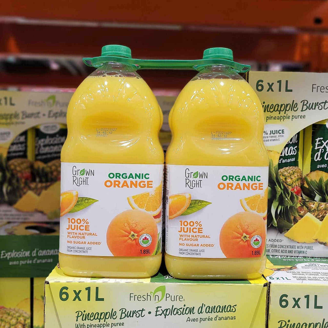 Image of Grown Right Organic Orange Juice 2x1.89L
